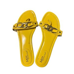 Yellow Summer Sandals with Gold Chain